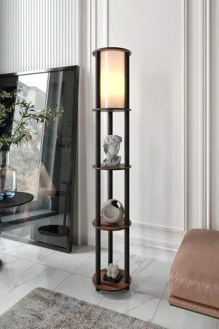 Estantes Yuvarlak Dekoratif Raflı Lambader